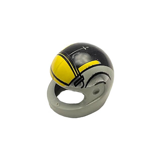 Minifigure, Headgear Helmet Motorcycle (Standard) with SW Black and Yellow Pattern Large (B-wing), Part# 2446pb22a Part LEGO® Light Gray Very Good