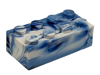 Blue & White Marbled, 1970's Grangemouth Test 2x4 LEGO® Brick Part LEGO®