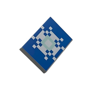 Minecraft Snowflake Shield (Tile 2x3 with Pixelated White and Aqua Snowflake on Blue Background Banner Pattern), Part# 26603pb275 Part LEGO®