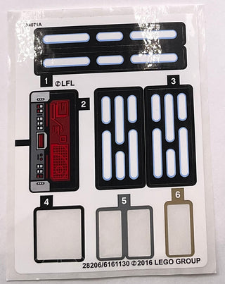 Sticker Sheet for Set Krennic's Imperial Shuttle, North American Version, 75156-1 - (28206/6161130), Part# 75156stk01b Part LEGO® Missing 4 Stickers