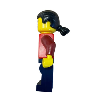 Man - Red Jacket over White Shirt, Black Hair with Short Ponytail, hol354 - LEGO® Holiday Minifigure