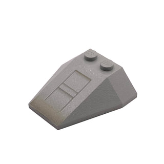 Wedge 4 x 4 Triple without Stud Notches with SW X-wing Nose Pattern, Part# 6069ps1 Part LEGO® Light Gray
