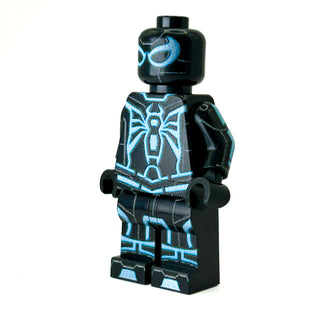 Spidey (Tron-Blue Variant) Custom Minifig made using LEGO parts - B3 Customs Custom minifigure B3 Customs