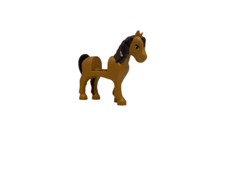 Horse with 2 x 2 Cutout with Dark Tan Eyes, Dark Brown Mane and Tail Pattern, 93083c01pb05 Minifigure LEGO®