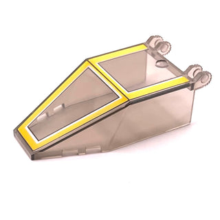 Windscreen 7 x 4 x 1 2/3 with Locking Dual 2 Fingers with SW Yellow Pattern, Part# 30372pb02 Part LEGO® Trans-Brown Very Good