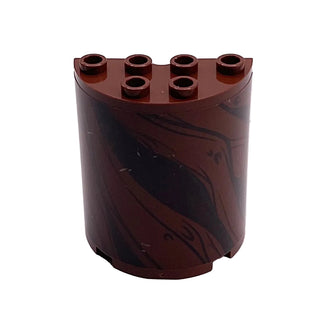 Cylinder Half 2 x 4 x 4 with Tree Bark Lines Pattern 2 (Sticker), Part# 6259pb038 Part LEGO® Reddish Brown Very Good