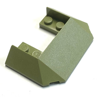 Wedge 6 x 4 Cutout (Train Roof) with 5 Large Bottom Tubes, Part# 13269 Part LEGO® Olive Green