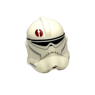 Minifigure, Headgear Helmet SW Clone Trooper (Phase 2) with Dark Red Emblem Pattern, Part# 11217pb10 Part LEGO® White Very Good