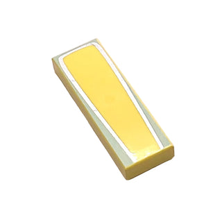 Tile 1 x 3 with Silver Outline and Light Aqua Outer Edge Pattern (Flo), Part# 63864pb004 Part LEGO® Bright Light Yellow