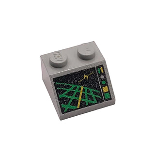 Slope 45 2 x 2 with Horizon Indicator Screen Pattern (Space Police II), Part# 3039pc3 Part LEGO® Light Gray Very Good