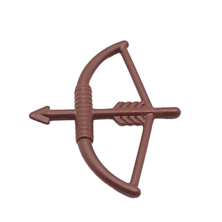 Minifigure, Weapon Bow, Longbow with Arrow Drawn, Part# 4499 United Brick Co® Reddish Brown