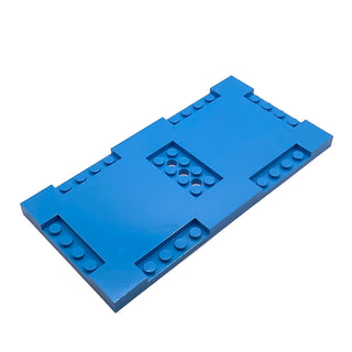Brick Modified 8x16x2/3 with 1x4 and 2x4 Indentations, Part# 71772 Part LEGO® Dark Azure Very Good