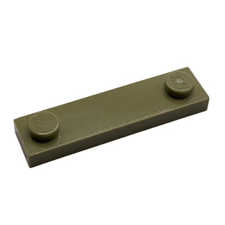 Plate, Modified 1x4 with 2 Studs without Groove, Part# 92593 Part LEGO® Olive Green
