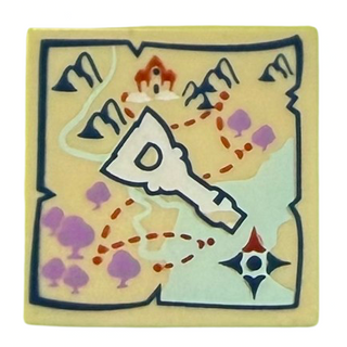 Tile 2 x 2 with Map and Elven Key Pattern Part# 3068pb0907 Part LEGO® Tan