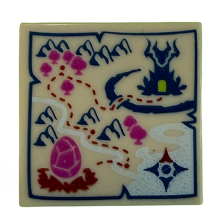 Tile 2 x 2 with Map Dragon Egg Location Pattern Part# 3068pb0959 Part LEGO® Tan
