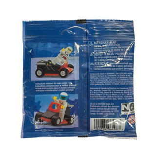 LEGO Town go-kart polybag 6498 with minifigure and red and black go-kart model inside sealed packaging.