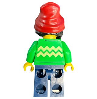 Holiday Shopper - Female, Bright Green Sweater with Bright Light Yellow Zigzag Lines, Dark Blue Legs, Dark Red Beanie with Black Hair, hol286 Minifigure LEGO®