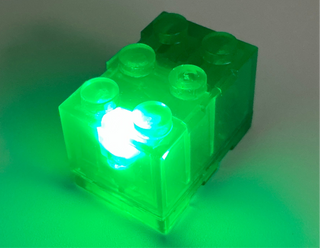 Light-Up 2x3 Brick, Battery Operated, CB2x3 & LB2x3 Custom Parts United Brick Co® Green