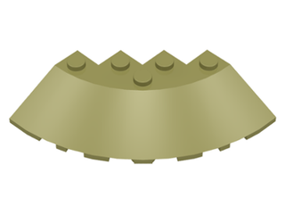 Brick Round Corner 6x6 with Slope 33 Edge, Facet Cutout, Part# 95188 Part LEGO® Olive Green 1 Part