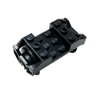 Train Wheel RC, Holder with Pin Slots with 2 Black Train Wheel RC Train with Pins, Part# 38339c01 Part LEGO® Black  