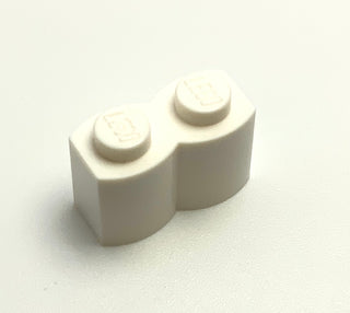 Brick, Modified 1x2 with Log Profile, Part# 30136 Part LEGO® White  