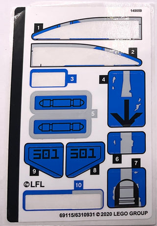 Sticker Sheet for Set 501st Legion Clone Troopers, 75280 - (69115/6310931), Part# 75280stk01 Part LEGO® Missing 4 Stickers