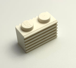 Brick, Modified 1x2 with Grille/Fluted Profile, Part# 2877 Part LEGO® White  
