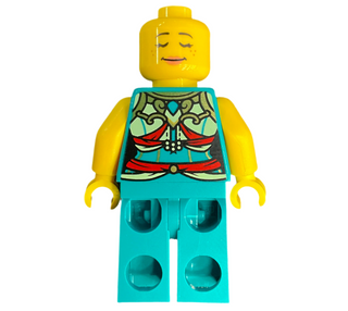 Lunar New Year Parade Participant - Musician, Female, Ornate Dark Turquoise Costume, Black Bun, Large Smile, hol313 Minifigure LEGO®