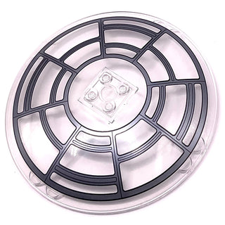 Dish 10 x 10 Inverted (Radar) - Solid Studs with Silver SW Throne Room Window Frame Pattern, Part# 50990bpb09 Part LEGO® Trans-Clear Very Good