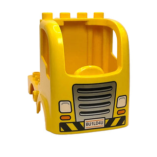 Duplo Car Body Truck 4 x 4 Flatbed with 4 Top Studs with Grille, Headlights, and 'BU1LD4U' Pattern, Part# 15454pb06