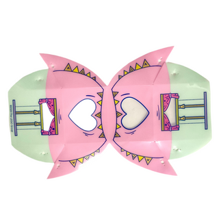 Plastic Tent with Bright Pink Top and Light Aqua Bottom with Banner, Windows, Zippers, and Heart Pattern, Part# 66864 Part LEGO® Very Good