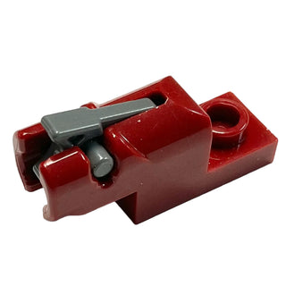 Projectile Launcher, 1 x 2 Mini Blaster / Shooter with Dark Bluish Gray Trigger (15403 / 15392), Part# 15403c01 Part LEGO® Dark Red