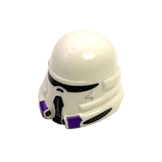 Minifigure, Headgear Helmet SW 187th Legion Clone Commander with Dark Purple Markings Pattern, Part# 15308pb03 Part LEGO® White Very Good