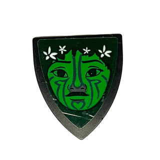 Minifigure Shield Triangular Short with Te Fiti Green Face and White Flowers Pattern (Sticker), Part# 3846pb048 Part LEGO®