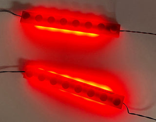 Double 1x8 LED Light Up Plates, DIY System, Reconnectable, LB1x8C2-LA Custom Parts United Brick Co® Red/Red