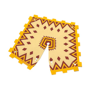 Cloth Tent / Roof Pyramid with Bright Light Orange and Dark Red Zigzag Lines and Diamonds Pattern, Part# 112539 Part LEGO® Tan Very Good