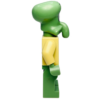 LEGO minifigure with green head and tentacles, yellow pants, green belt, and green legs.