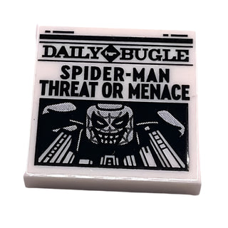 Tile 2x2 with Newspaper 'DAILY BUGLE' and 'SPIDER-MAN THREAT OR MENACE' Pattern, Part# 3068pb1722 Part LEGO® White