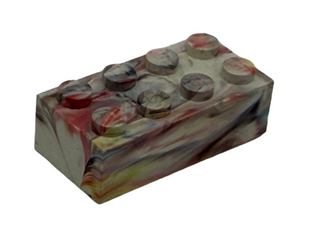 White, Red, Blue, Yellow & Black Marbled, 1970's Grangemouth Test 2x4 LEGO® Brick Part LEGO®