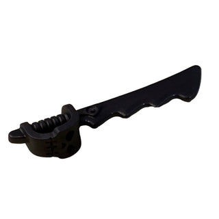 Minifigure Weapon Sword Cutlass Serrated with Skull Hand Guard Part#23984 Part LEGO® Pearl Dark Gray