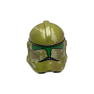 Minifigure, Headgear Helmet SW Clone Trooper (Phase 2) with 41st Camouflage Pattern, Part# 11217pb08 Part LEGO® Olive Green Very Good