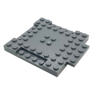 Brick, Modified 8x8x2/3 with 1x4 Indentations and 1x4 Plate, Part# 15624 Part LEGO® Dark Bluish Gray