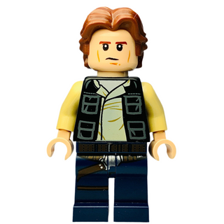 Han Solo, Dark Blue Legs, Vest with Pockets, Wavy Hair, sw0771 Minifigure LEGO® Like New