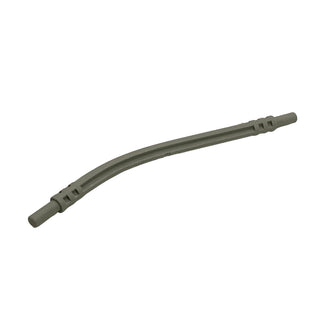 Gray flexible hose with ribbed connector ends and grip bands along the shaft.