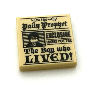 Tile Decorated 2x2 with Groove with Newspaper with 'Daily Prophet' Pattern, Part# 3068bpb1156 Part LEGO®   