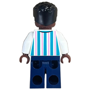 Soccer Spectator, White Shirt with Dark Turquoise and Dark Pink Stripes, soc162 - LEGO® Sports Minifigure