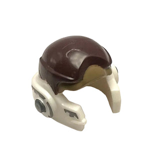 Minifigure, Headgear Helmet SW Rebel with Dark Brown and Dark Tan Pattern, Part# 11538pb03 Part LEGO® White Very Good