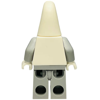 LEGO minifigure with cream-colored conical astronaut helmet, gray arms, and light gray legs with black circular window detail