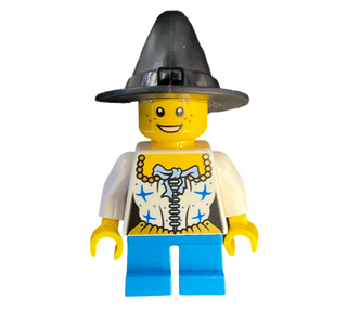 Girl, Black Wizard / Witch Hat, Pirate Female Corset, Short Dark Azure Legs, Freckles, hol062 Minifigure LEGO®