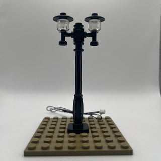 Lighting Kit, Double Lamp Post (Black Pole, White Light) ACCDH-B/W Light up kit United Brick Co®